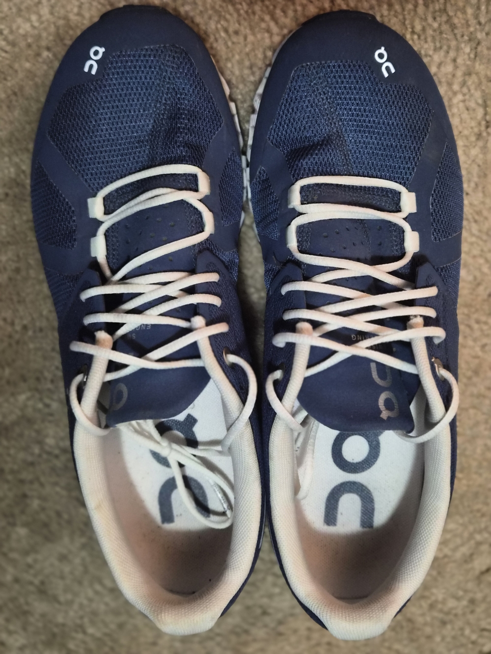On Running Navy and Cream Cloud Sneakers